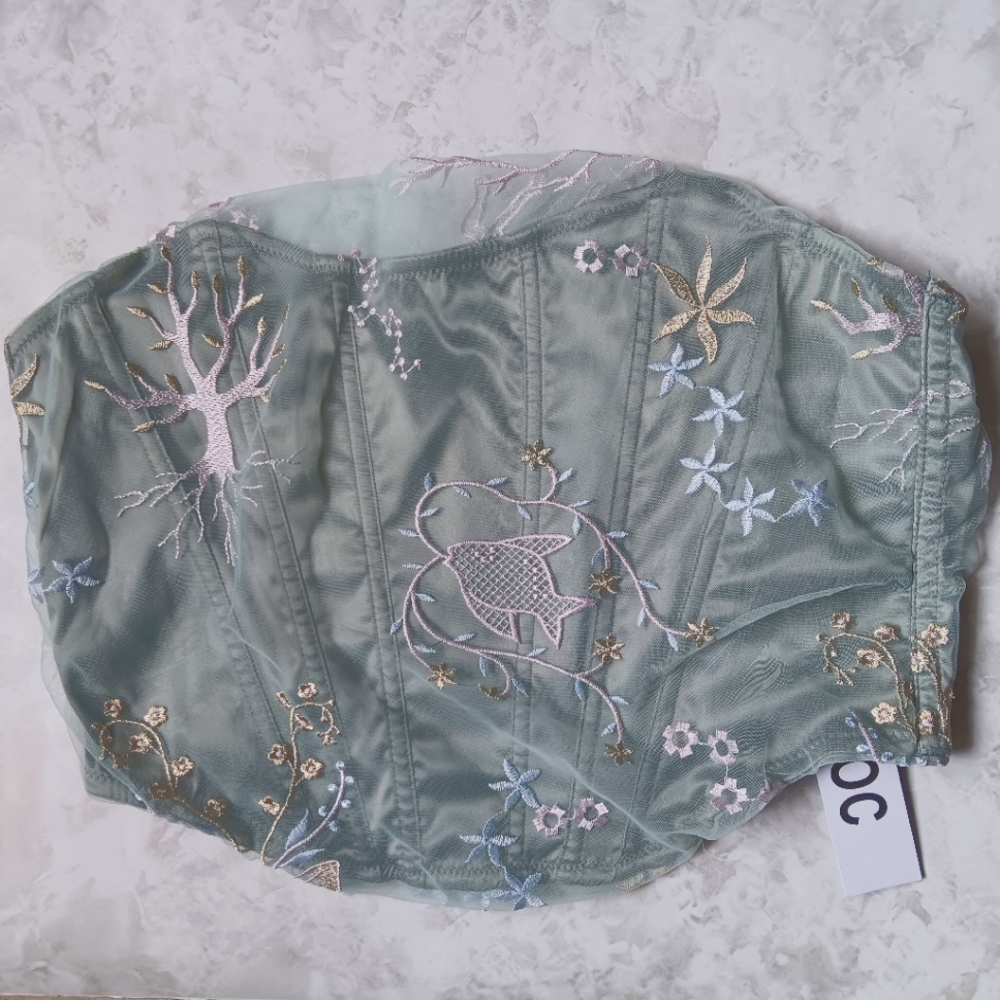 Embroidered Crop Corset